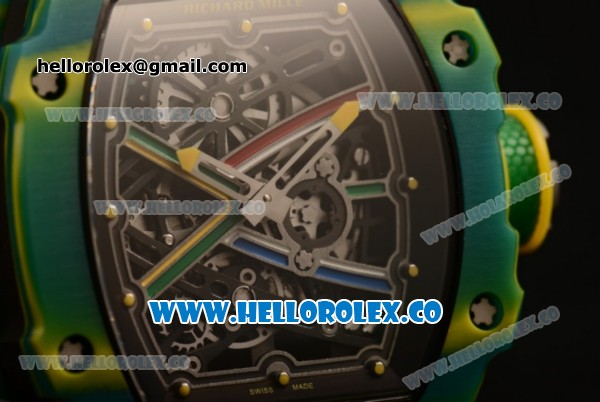 Richard Mille RM027-03 Miyota 9015 Automatic PVD Case with Black Dial and Green Nylon Strap - Click Image to Close